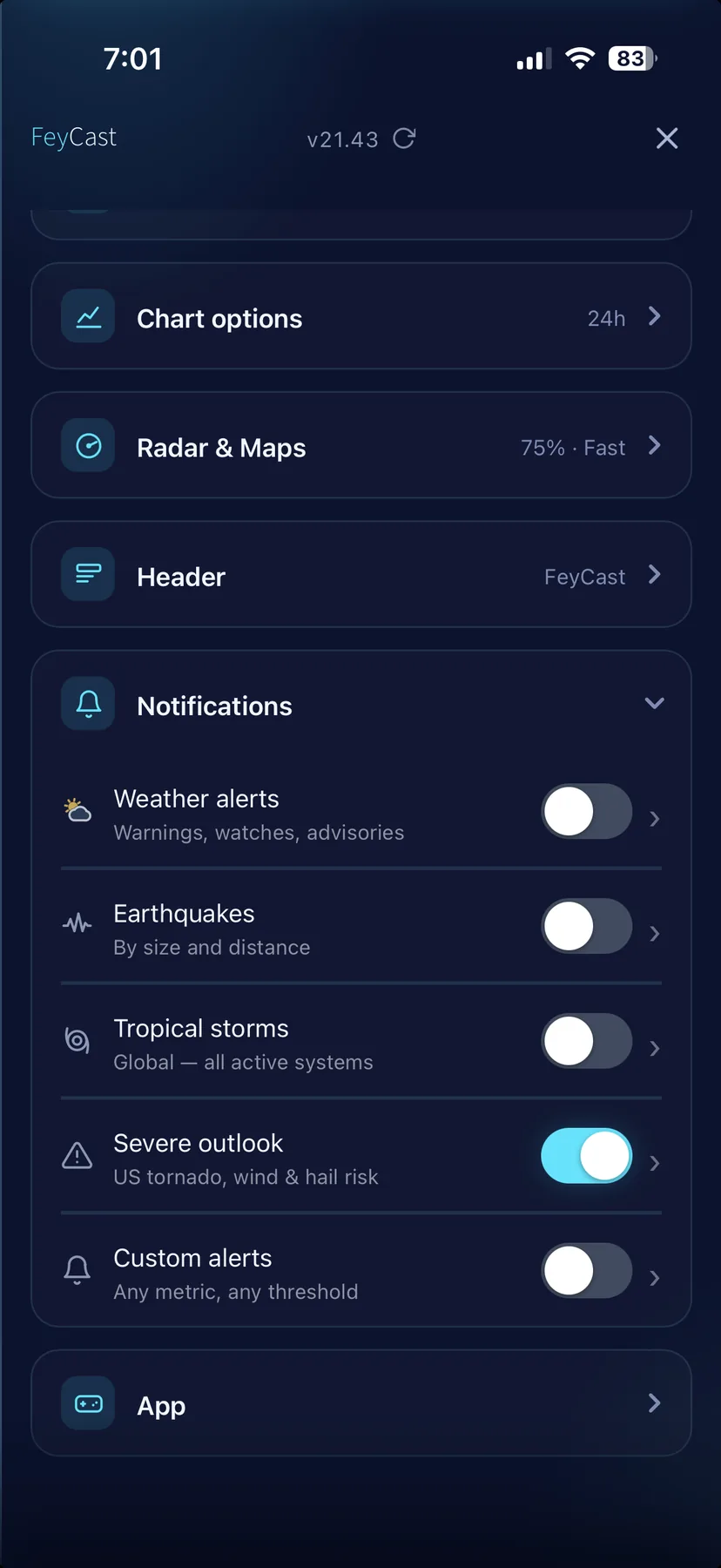FeyCast custom weather alerts